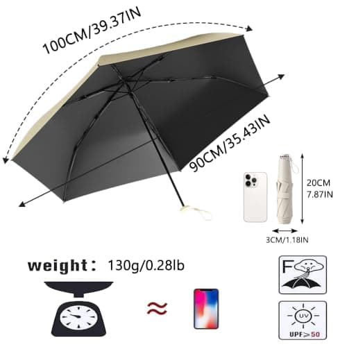 Mini Compact Travel Folding Carbon Umbrella With Micro Handle — view 2