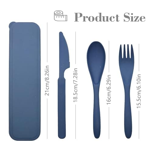 Alriedy 2 Sets Travel Cutlery Set Portable Camping Utensils Set, Eco-Friendly Wheat Straw Reusable Knife Fork Spoon with Case – Lightweight Durable Cutlery for Picnic, School, Office & Outdoor — view 2