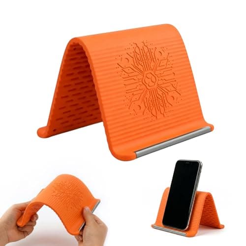 QCGNIUI Portable Foldable Silicone Phone Holder, Anti Slip Phone Holder Desk Flexible Rollable Silicone Multi Angle Adjustable Phone Stand for Mobile Phones & Tablet, 1PCS