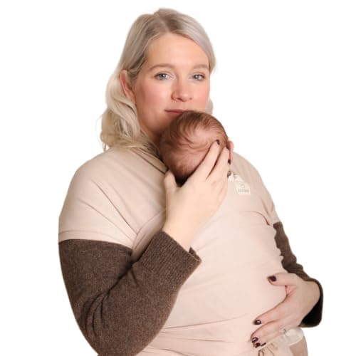 RYLOOBABY Baby Sling Carrier & Stretchy Baby Wrap – Newborn Baby Carrier 3.2–15 kg, Soft Cotton Hands-Free Babywearing Sling, Hip Healthy, One Size XXS–XXXL – Light Beige