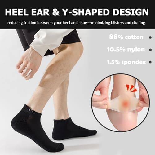 Josnown Men’s Trainer Socks 6 Pack – Cushioned Running & Gym Ankle Socks — view 5
