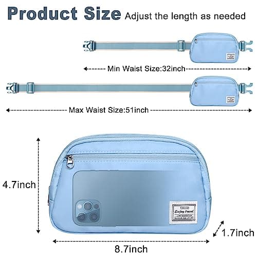 DMLuna Small Crossbody Bags for Women Trendy, Lightweight Waist Pack for Women & Men, Mini Belt Bag, Waist Bag with Adjustable Strap for Running Workout Traveling, Sky Blue — view 5