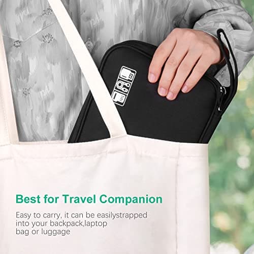 HCFGS Electronics Accessories Organizer Bag, Waterproof Cable Organiser Bag, Universal Carry Travel Gadget Bag, Holiday Essentials for Men Women (Black) — view 5