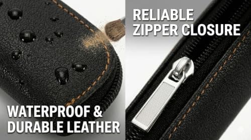 Healeved Insulin Pen Carrying Case, Leather Insulin Cooler Bags Pen Carrier Pouch Zipper Diabetic Medicine Storage Bag Case Protector Supplies (Black) — view 2