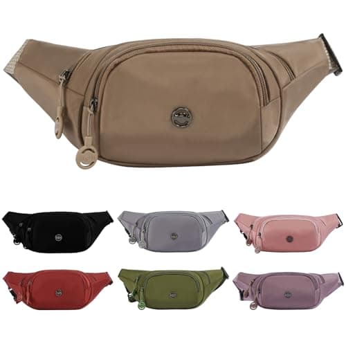 Waterproof Bum Bag for Women with Adjustable Belt, 3-Zipper Pockets, Lightweight Large Capacity Waist Bag, Bumbags for Ladies for Travel Running Daily Use (Khaki)