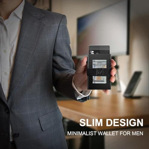 TOYFID Black Aluminum Slim Card Wallet, for AirTag — view 3