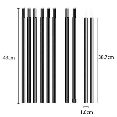 Nexbrill Telescopic Tent Poles 10-Pack Adjustable Rods for Camping Canopy Awning Tarp Shelter Beach Sun Shade Windbreak Portable Metal Pole Kit 43cm(10 knots) — view 2