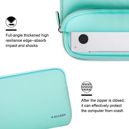 AULEEP Laptop Sleeves, 11-12 inch Neoprene Notebook Computer Pocket Tablet Carrying sleeve/Water-Resistant compatible laptop sleeve for Acer/Asus/Dell/Lenovo/HP, light green — view 4