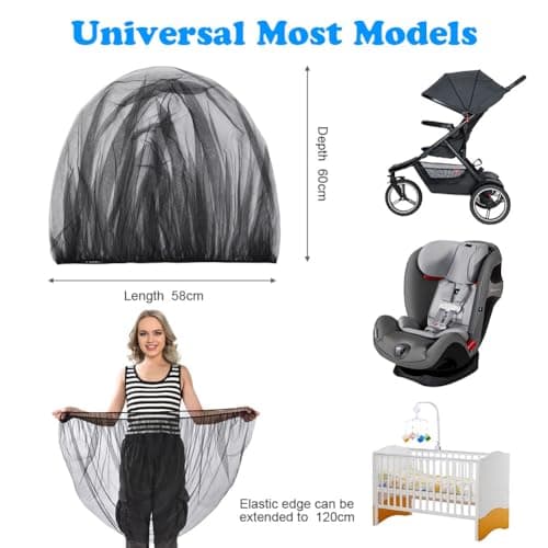 Vicloon Universal Baby Mosquito Net for Cot, Portable Pram Fly Insect Bug Net, Machine Washable Mesh Insect Protection Cover for Pushchair, Pram, Buggy and Carrycot (Black) — view 2
