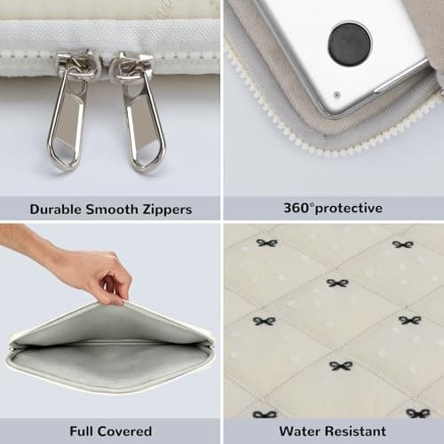 JoJoar 15-16 Inch Lightweight Bow Puffy Laptop Sleeve Case Laptop Bag Girl — view 5