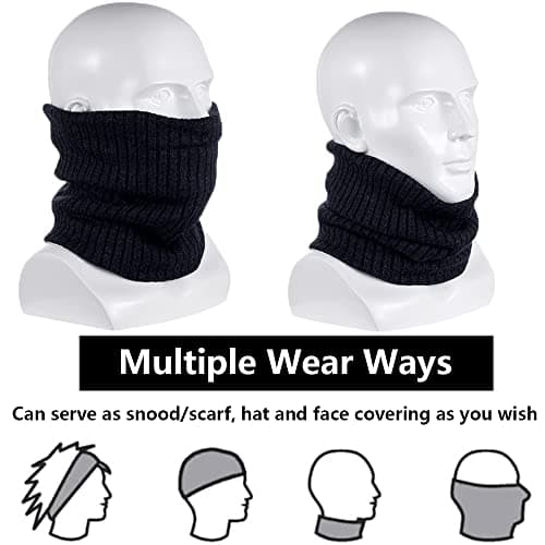ehsbuy Fleece Neck Warmer Thermal Snoods Unisex Thick Winter Cold Weather Knitted Circle Scarf for Cycling Motocycle Sports — view 2