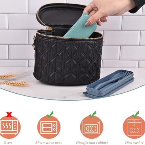 2 Sets Reusable Cutlery Set with Case, Travel Fork Knife Spoon Set, Portable Plastic Cutlery Set for Picnic School Office Lunch (Green,Blue) — view 5