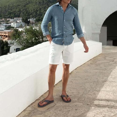 KuaiLu Mens Flip Flops Arch Support Thong Sandals Leather Walking Grey 8.5 — view 2