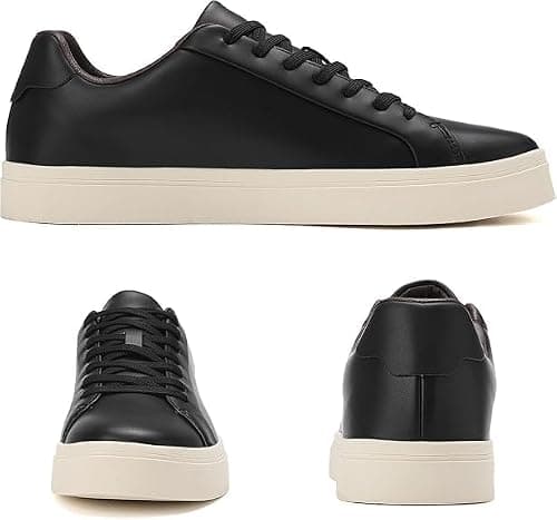 Men's Sneakers Casual Shoes Lightweight Leather White Black — view 6