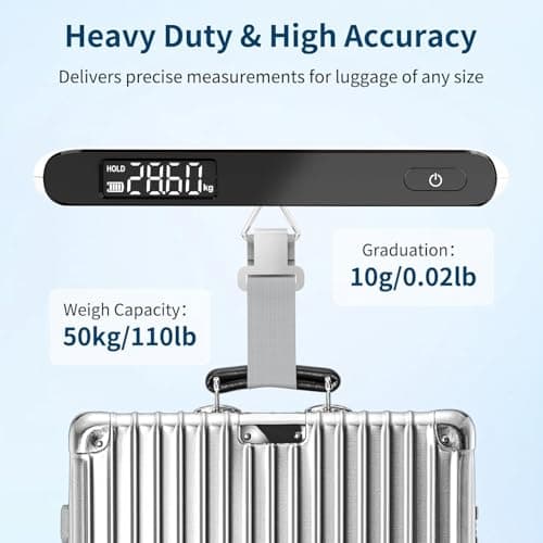 Ultrean Luggage Scale, 110 Lb/ 50Kg Handheld Baggage Scale, Portable Digital Weight Scale Electronic Suitcase Scale Hanging Scales with Rubber Paint, Hook (White) — view 4