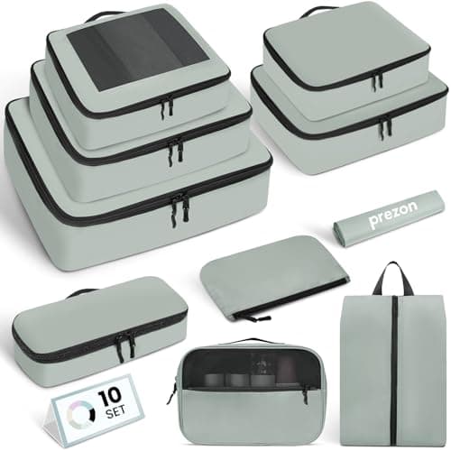 Prezon Packing Cubes for Suitcase 10 Set, Lightweight Luggage Packing Organizers Packing Cubes for Travel Accessories - Green