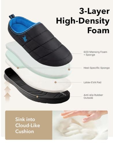 VeraCosy Mens Quilted Slip On slippers with Anti Outsole Twilight,8-9 UK — view 6
