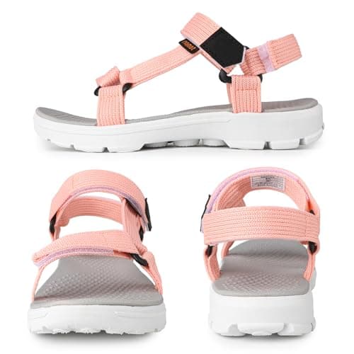 riemot Women's Sports and Outdoor Sandals, Comfortable Summer Sandal with Adjustable Straps, Open-Toe Slip-On Flats, Lightweight Casual Beach Shoes for Walking, Hiking, Trekking, Pink, UK 7 — view 2