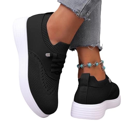 Cork Sandals Women - Women's Gradient Mesh Trainers Lightweight Breathable Lace Up Running Shoes, Soft Sole Casual Sports Walking Sneakers for Gym Travel — view 5
