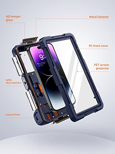 Lanhiem Diving Waterproof Phone Case, [Upgrade&Universal] Underwater for Photo Video Outdoor Swimming Snorkeling Surfing for iPhone Galaxy Huawei Series Smartphones (Orange) — view 6