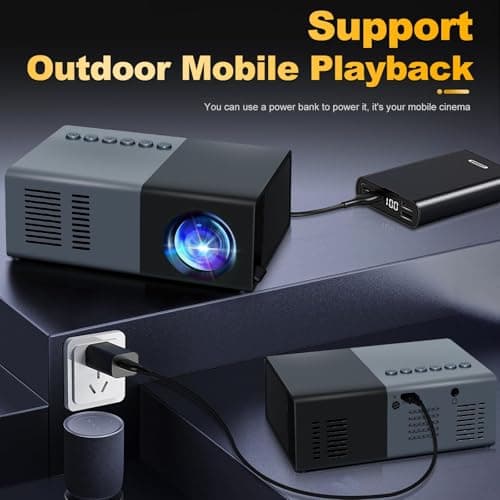 Mini Projector, Small Portable Projector .Suitable for children's gifts Video Projector, indoor video movies, and games. with Remote Control.Compatible for Smartphone, Laptop, PC (J9-G) — view 3
