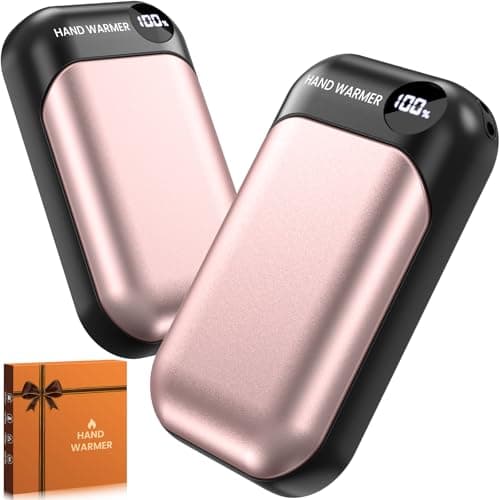 Hand Warmers, 2 Pack Magnetic Electric Handwarmer, 6000mAh USB Hand Warmers Rechargeable, 4 Heat Settings, LED Digital Display, Suitable for Outdoor Indoor - Hunt, Camp, Golf or Gift Giving, Pink