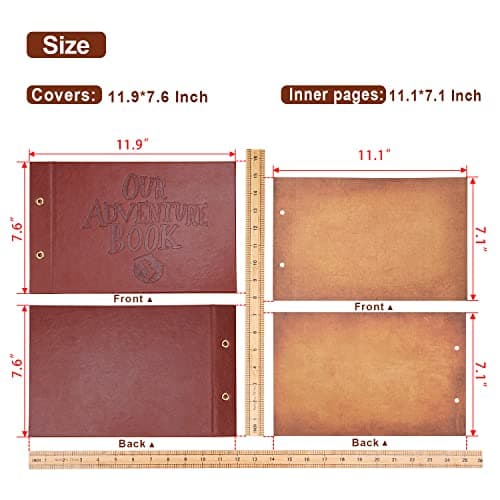 Our Adventure Book Scrapbook Photo Album, 11.9 * 7.6 inch 80 Pages, 3D Embossed Words Leather Hard Cover Travel Scrapbook for Anniversary, Wedding, Christmases etc — view 2
