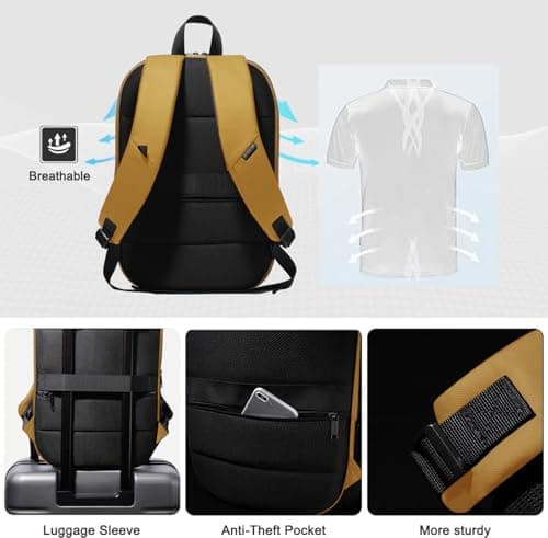 HEROIC KNIGHT Laptop Backpack, Anti Theft Travel Rucksack 17Inch-Yellow — view 6