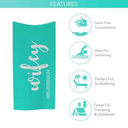 Print Maniacs Personalised Hubby and Wifey Beach Towel Custom Name Microfibre Towel Large Quick Dry Lightweight Travel Towel Honeymoon Holiday Pool Gym Spa Towels Couple Gift — view 4