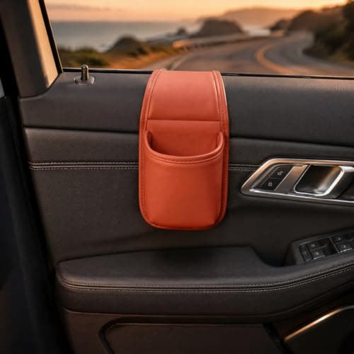Multi-Pocket Car Door Organizer Leather Side Pocket Storage Bag Cup Holder — view 4