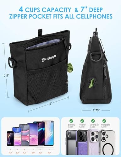 Gobeigo 4 Cup Dog Treat Pouch with Silicone Insert Bag& Clicker(Black) — view 4