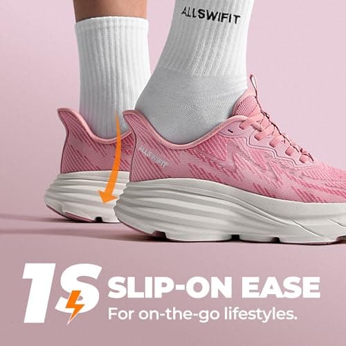 ALLSWIFIT Women's Slip On Walking Shoes Running Sneakers,Pink,6 — view 5