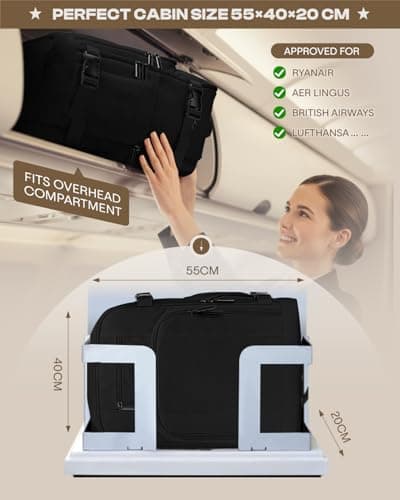 ZHXX Cabin Bag, for Ryanair Cabin Bags 55 x 40 x 20,44L Carry On Bag with a dedicated 17.3″laptop compartment and anti-theft pocket.Black — view 2