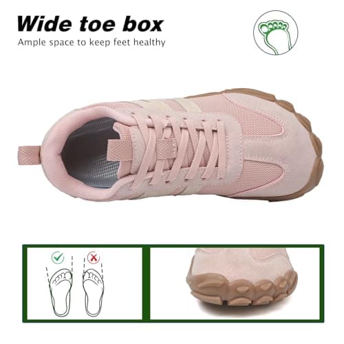 AONETIGER Wide Toe Box Barefoot Shoes Men Women Zero Drop Pink,5UK — view 4