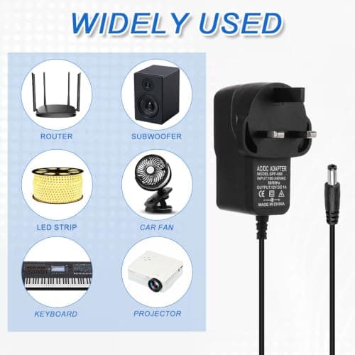 Vaniika 12V 1A Power Supply Adapter, UK AC/DC Adapter 100-240V 50/60Hz to DC 12W Converter Charger, 5.5x2.1mm DC Plug for Kids Ride on Car LED Strip Lights Router — view 6