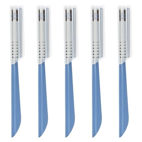 5Pcs Beard Mustache Straight Edge Razors, Men's Beards Edgers Trimmer Shaping Tool Eyebrow Razor Stainless Steel Blade for Facial Hair Fuzz Remover Hair Shaver, Replacement for Travel Grooming Styling