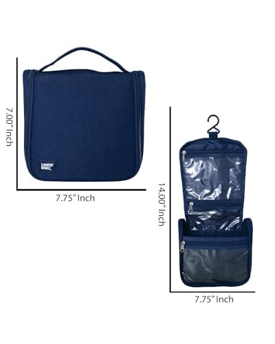 Lands' End Small Hanging Toiletry Bag for Travel, Canvas Hanging Dopp Kit Hygiene Bag (Navy) — view 5