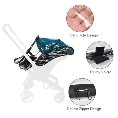 Aolso Baby Stroller Raincover Compatible with Doona Stroller, Baby Stroller Transparent PVC Rain Cover, Stroller Carrier Travel Raincover Accessory for Pushchair Pram, Windproof & Waterproof — view 2