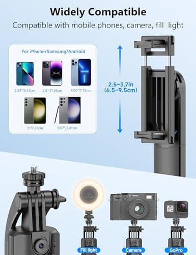 64'' Auto Face Tracking Tripod, 360 Rotation Selfie Stick Phone Tripod with Remote, Handheld Stabilization, Aluminum Quadrapod Phone Mount, for iPhone& Camera, Tiktok, YouTube, Video, Vlog — view 5
