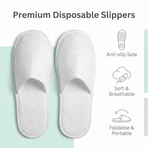 GXWzhanbo 6 Pairs White Disposable Hotel Shower Slippers Multipack, Indoor Footwear for Travel Spa Hospital Bathroom — view 2