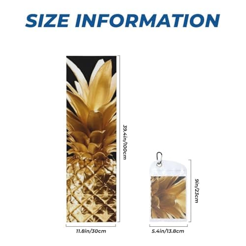 LHBWCVN Gold Pineapple Cooling Towel for Neck and Face 40"x12", Soft Breathable Chilly Towel, Gym Towels with Waterproof Bag & Carabiner, Cooling Rags Neck Wraps for Sports Ice Towel — view 3