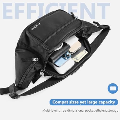 ProCase Bum Bag Waist Fanny Pack for Men Women Ladies with 6 Pockets and Adjustable Belt Large Dog Bumbag for Dog Walking Running Hiking Cycling Travel Holiday Festival Christmas Disney -Black, L — view 3