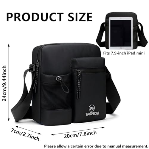 ChioSun Men's Shoulder Bag, Waterproof Water Bottle Messenger Bags(Black) — view 3