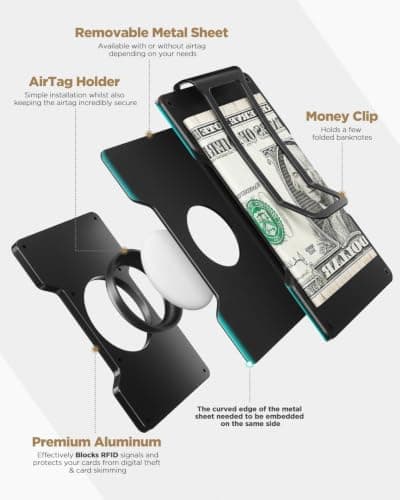 VULKIT Credit Card Holder RFID Blocking with Money Clip for Men & Women Slim Metal Wallet Minimalist Card Wallet Compatible with Airtag Holder, Rose Gold — view 2