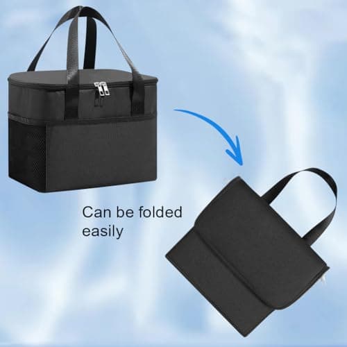 HOTUT Cooler Bag, 8L Insulated Lunch Bag, Picnic Bag, Reusable Leakproof Lunch Tote Bag with Side & Front Pockets, Insulated Picnic Lunch Bag, Dual Compartment Thermal Bag for Lunch/Work/School/Beach — view 5