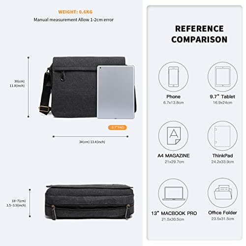 Kono Messenger Bags for Men, Medium Man Bag with Multiple Pockets — view 6