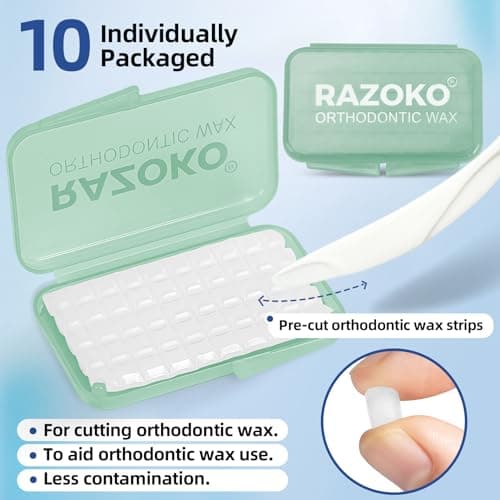 Orthodontic Wax for Braces,500-Count Pre-Sectioned Dental Wax Square — view 2