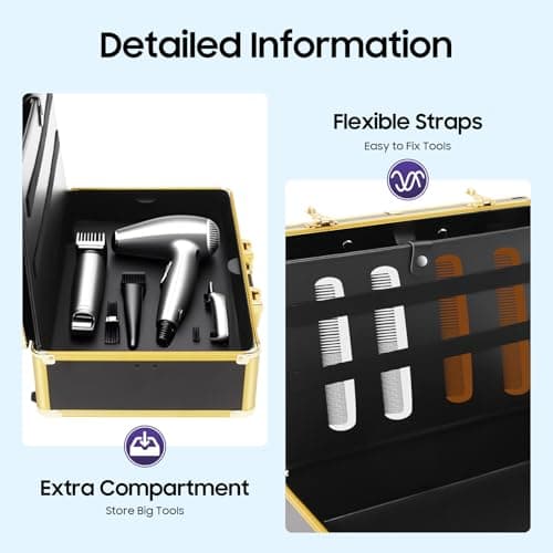 Professional Hair Stylist Case & Barber Travel Organizer Tool Box, Makeup Storage with Combination Locks, for Cosmetics, Hairdryer, Scissors, Salon — view 4