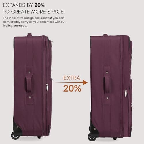 ARIANA Cabin Suitcase Lightweight Carry On Luggage Trolley Travel Bag 10Kg Hand Luggage 2 Wheels - 55x38x23cm (Burgundy, 21" Small (Cabin Size)) — view 3