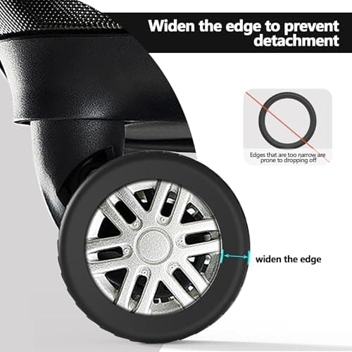 AWINNER Luggage Wheel Covers 8 Pack Upgraded,Silicone Luggage Wheel Protector Covers for Most 8 Spinner Wheel Suitcases or Office Chair Caster,Durable,Mute and Shock Absorption, Black — view 3